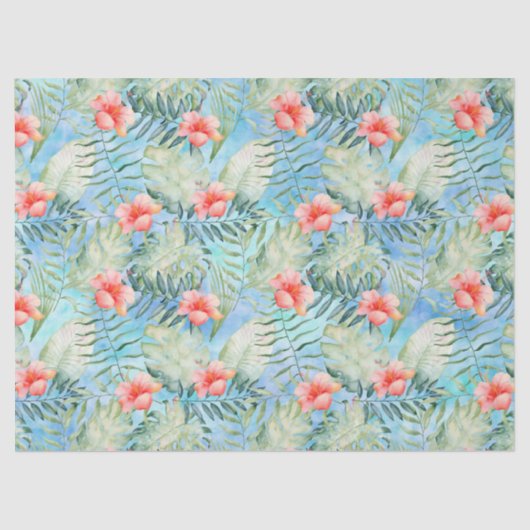 Papier Mousseline Aloha ketmie tropicale florale (Recto)