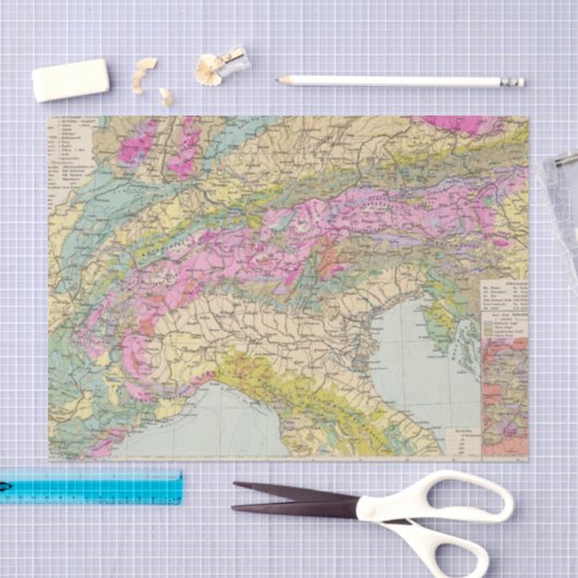 Papier Mousseline Alpenlander - carte d'atlas des Alpes (Artisanat)