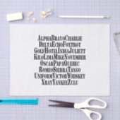 PAPIER MOUSSELINE ALPHABET PHONÉTIQUE / MOTS DE CODE (Artisanat)