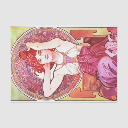 Papier Mousseline Alphonse Mucha Améthyst Floral Vintage (Recto)