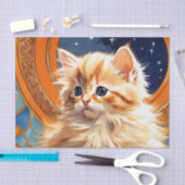 Papier Mousseline Alphonse Mucha Art Nouveau Chat orange (Artisanat)