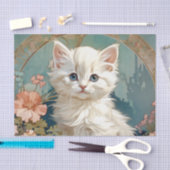 Papier Mousseline Alphonse Mucha Style Chat blanc (Artisanat)