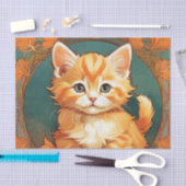 Papier Mousseline Alphonse Mucha Style Chat orange (Artisanat)
