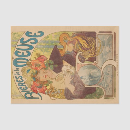 Papier Mousseline Alphonse Mucha Vintage papier découpage d'antiquit (Recto)