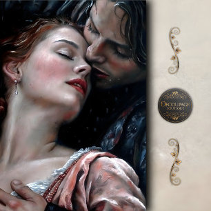 Papier Mousseline Amants Romantiques Robe Rouge Découpage