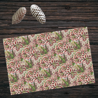 Papier Mousseline Amaryllis Abundance Rouge et Blanc Festif