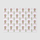 Papier Mousseline Amaryllis Bourgogne et Noël Topiaire (Recto)