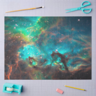 Papier Mousseline Amas d'étoiles vert aqua NGC 2074 LMC