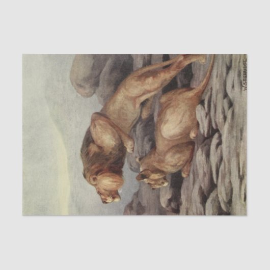 Papier Mousseline Amateurs de lions cool découpage artisanat (Recto)