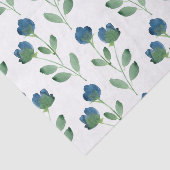 Papier Mousseline Ambiance florale d'Indigo bleu et vert (Détail)