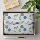 Papier Mousseline Ambiance florale d'Indigo bleu et vert (Cadeau)