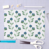 Papier Mousseline Ambiance florale d'Indigo bleu et vert (Artisanat)