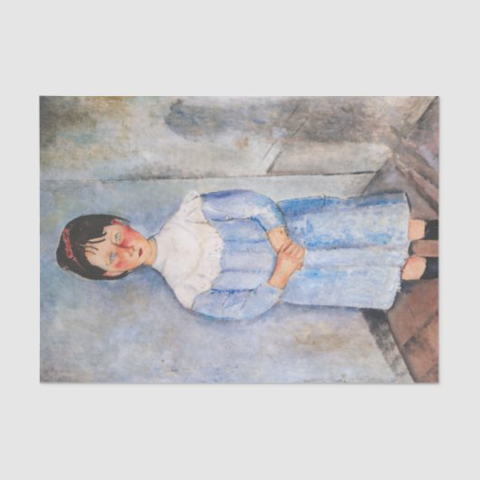 Papier Mousseline Amedeo Modigliani - Petite fille en bleu (Recto)