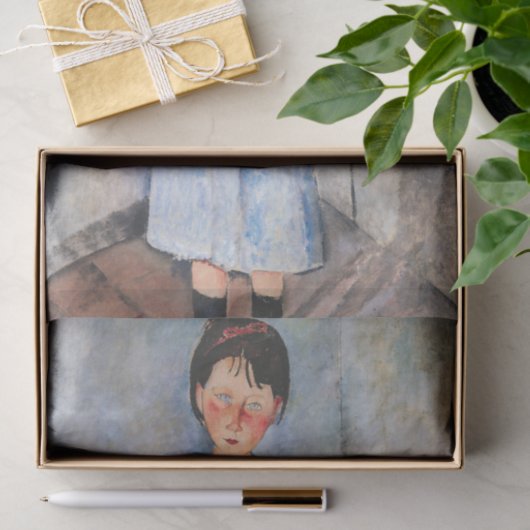 Papier Mousseline Amedeo Modigliani - Petite fille en bleu (Cadeau)