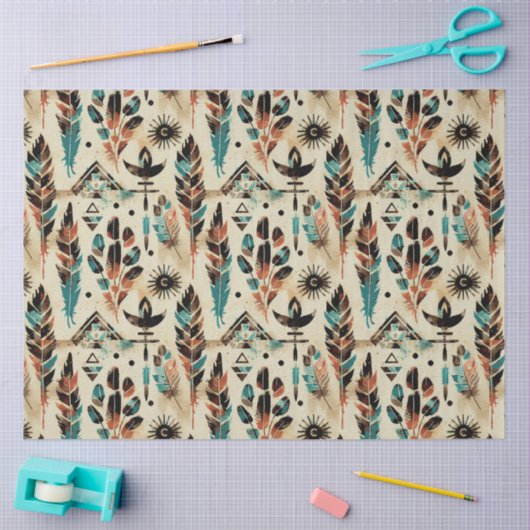 Papier Mousseline American Ethnic Tribal Art Motif (Artisanat)