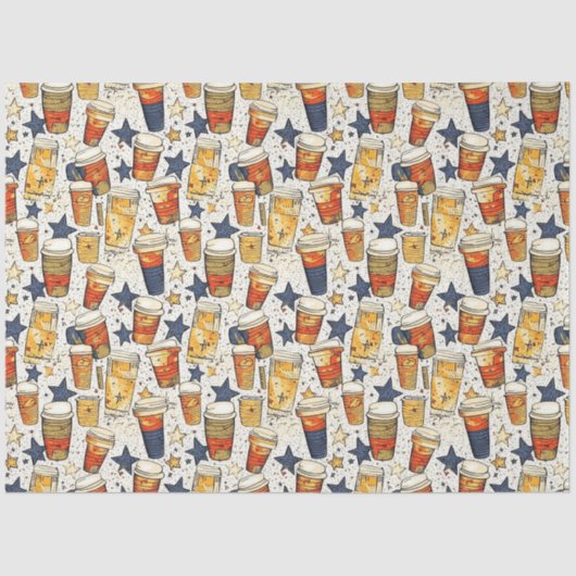 Papier Mousseline Americano Café No 3 motif de collage éphémère (Recto)