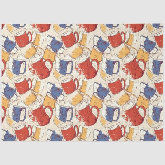 Papier Mousseline Americano Café No 4 motif de collage éphémère (Recto)