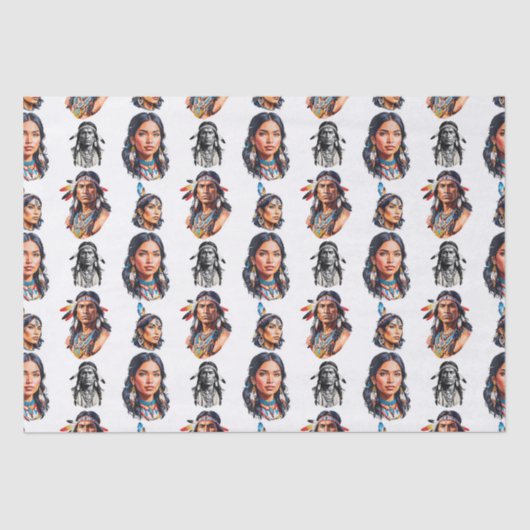 Papier Mousseline Amérindiens Amérindiens Conception Motif (Recto)