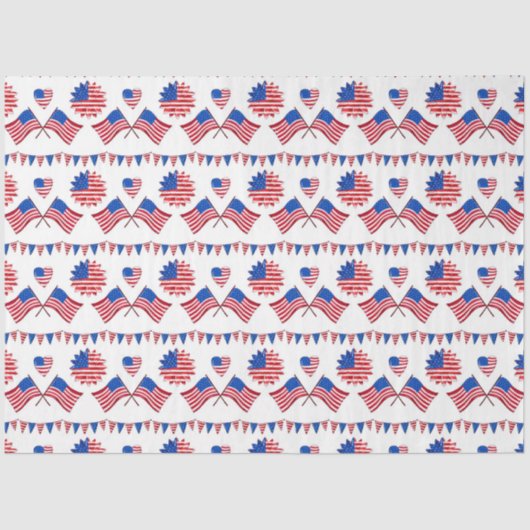 Papier Mousseline Amérique Red White et Blue Series Design 26 (Recto)