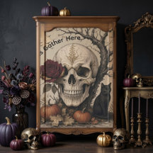 Âmes Hantées Gothique Macabre Crâne Rose Rouge Mor