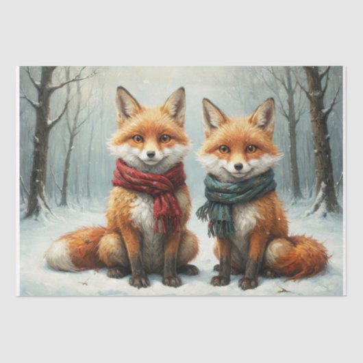 Papier Mousseline Amitié des renards - Découpage - (Recto)