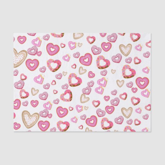 Papier Mousseline Amour coeur beignets pâtisserie rose valentine (Recto)