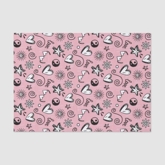 Papier Mousseline Amour Cool Ado Doodle Motif Saint-Valentin (Recto)