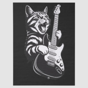 Papier Mousseline Amour de musique cool   Chat rock jouant de la gui