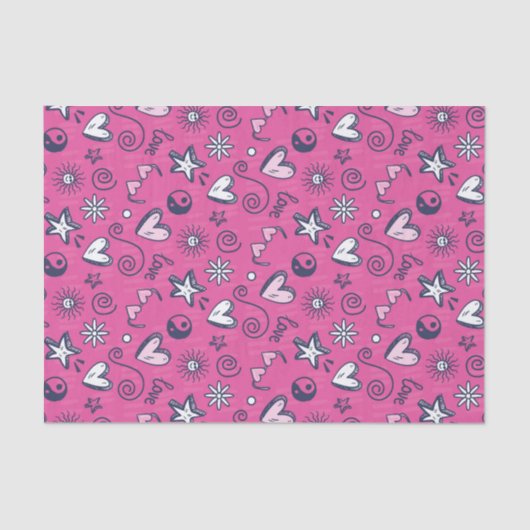 Papier Mousseline Amour de Teenager Mignon Motif de Doodle pour la S (Recto)