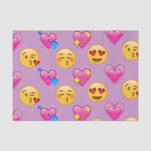 Papier Mousseline Amour d'Emoji et motif de rose de coeurs