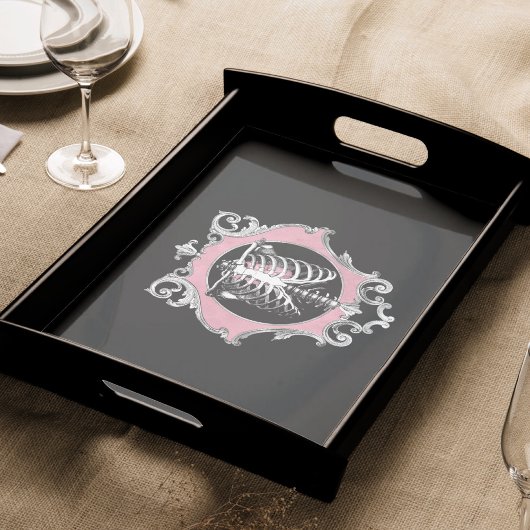 Papier Mousseline Amour gothique | Squelette rose et noir Coeur flor