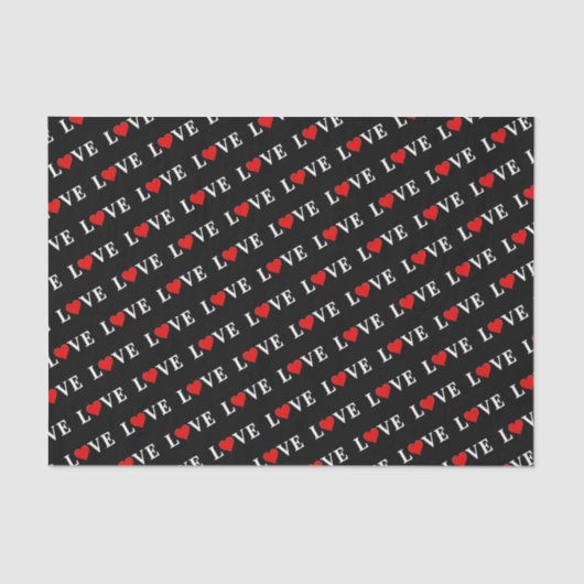 Papier Mousseline AMOUR Moderne tendance Noir et Blanc (Recto)