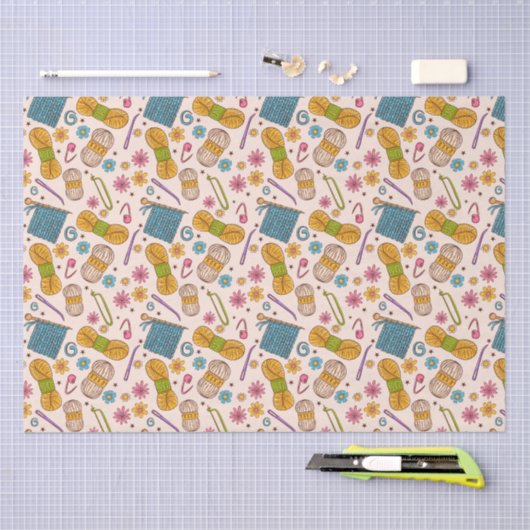 Papier Mousseline Amour tricot (Artisanat)