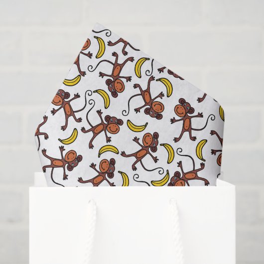 Papier Mousseline amoureux de singe carrelé (Sac cadeau)