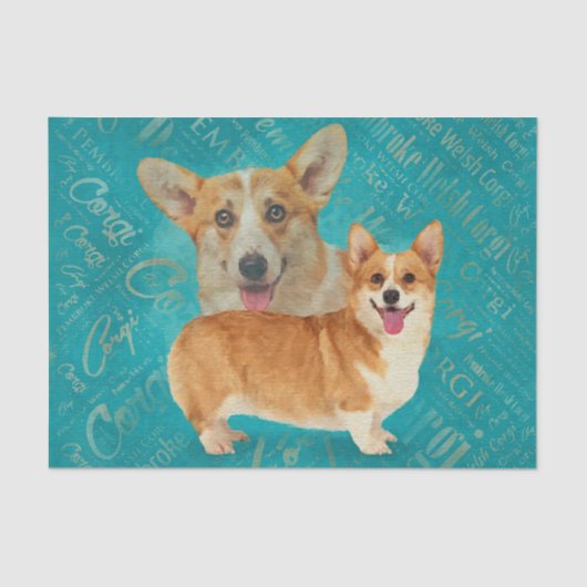 Papier Mousseline amoureux des chiens Welsh Corgi Dog Art (Recto)