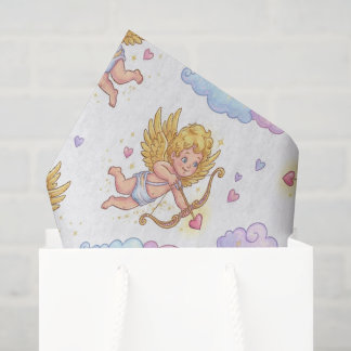 Papier Mousseline Amours volants fantaisistes dans un ciel bleu Fant