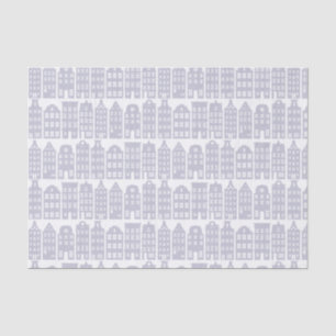Papier Mousseline Amsterdam Canal Row Met un Motif bleu clair