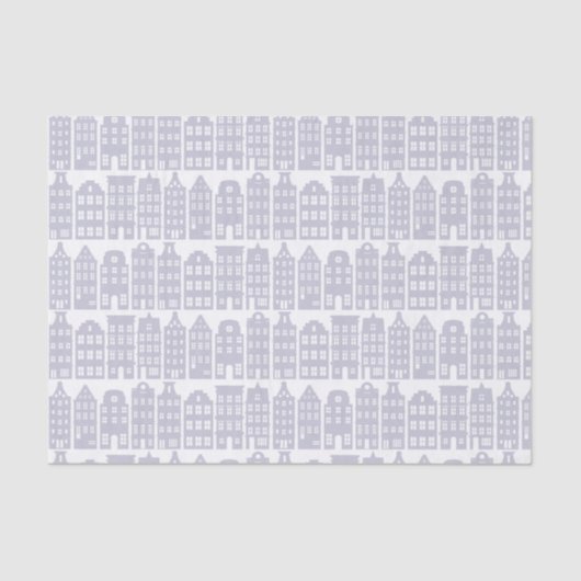 Papier Mousseline Amsterdam Canal Row Met un Motif bleu clair (Recto)