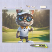 Papier Mousseline Amusant Animé Cat Golf Player, (Artisanat)