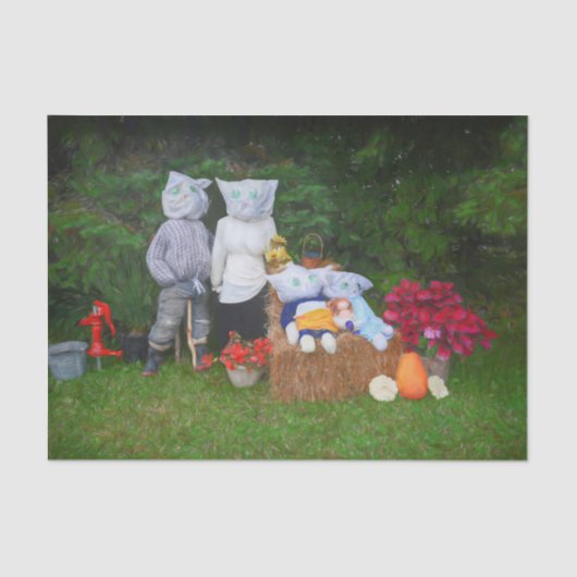 Papier Mousseline Amusant Automne Famille Pays Rustique Ferme (Recto)