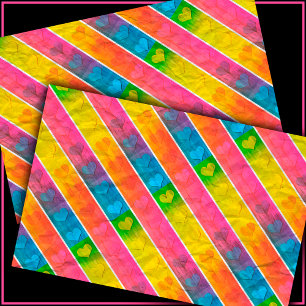 Papier Mousseline [Amusant avec des rayures] Motif #6c Coeurs Découp