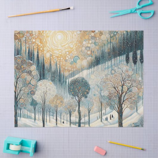 Papier Mousseline Amusant coloré Abstrait Winter Wonderland Art (Artisanat)