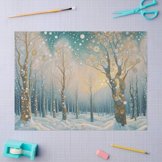 Papier Mousseline Amusant coloré Abstrait Winter Wonderland Art (Artisanat)