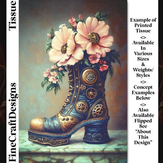 Papier Mousseline Amusant Steampunk Extreme Boot, Floral DG2LF Decou