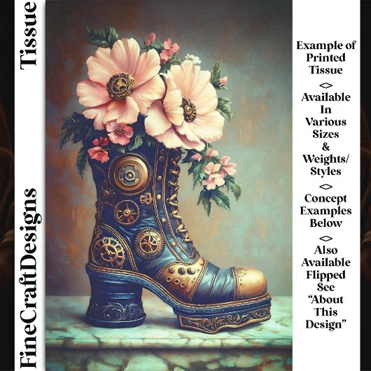 Papier Mousseline Amusant Steampunk Extreme Boot, Floral DG2RF Decou