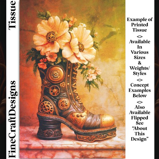 Papier Mousseline Amusant Steampunk Extreme Boot, Floral DG2RG Decou