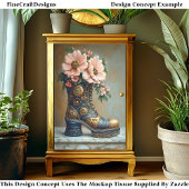 Papier Mousseline Amusants Steampunk Extreme Boot, Floral DG2R Decou
