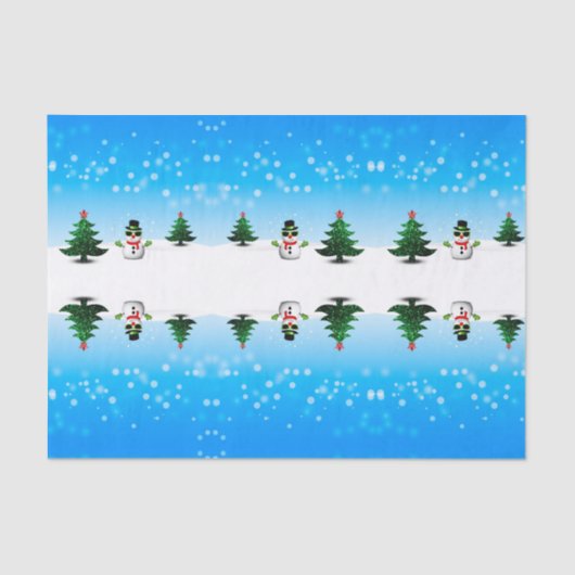 Papier Mousseline Amusement cool Snowman Sparkly Noël Arbres bleus (Recto)