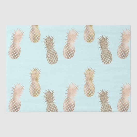 Papier Mousseline Ananas Chic Mint Gold Glam (Recto)