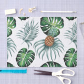 Papier Mousseline Ananas d'aquarelle avec le motif vert de feuille (Artisanat)